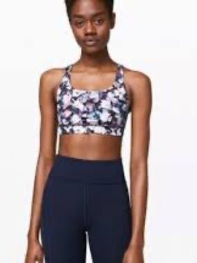 Lululemon Size 6 Energy Sports Bra Top - Utopia Multi/Vintage Plum No Pads